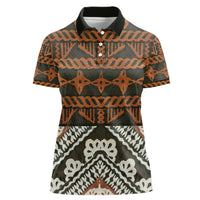Bula Fiji Tapa Women Polo Shirt Fijian Masi Vintage Vibes LT14 Female Brown - Polynesian Pride