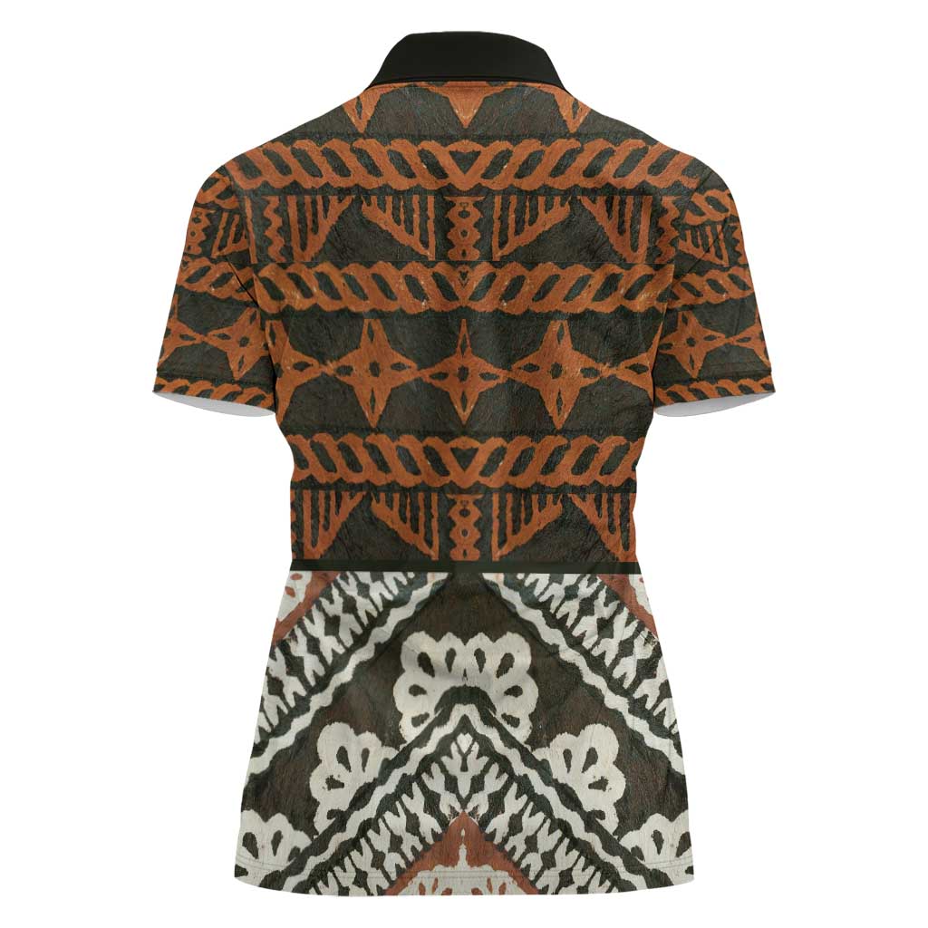 Bula Fiji Tapa Women Polo Shirt Fijian Masi Vintage Vibes LT14 - Polynesian Pride