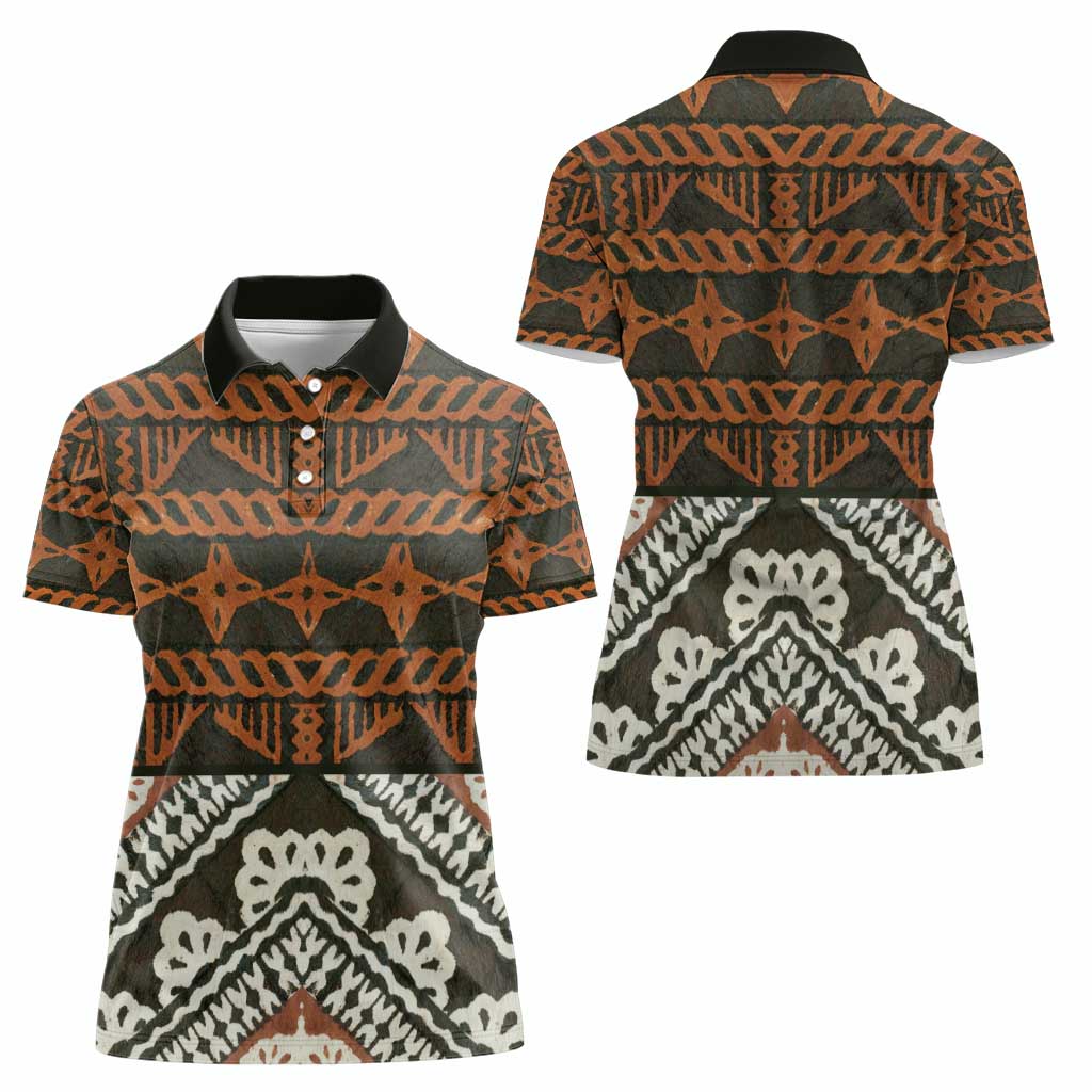 Bula Fiji Tapa Women Polo Shirt Fijian Masi Vintage Vibes LT14 - Polynesian Pride