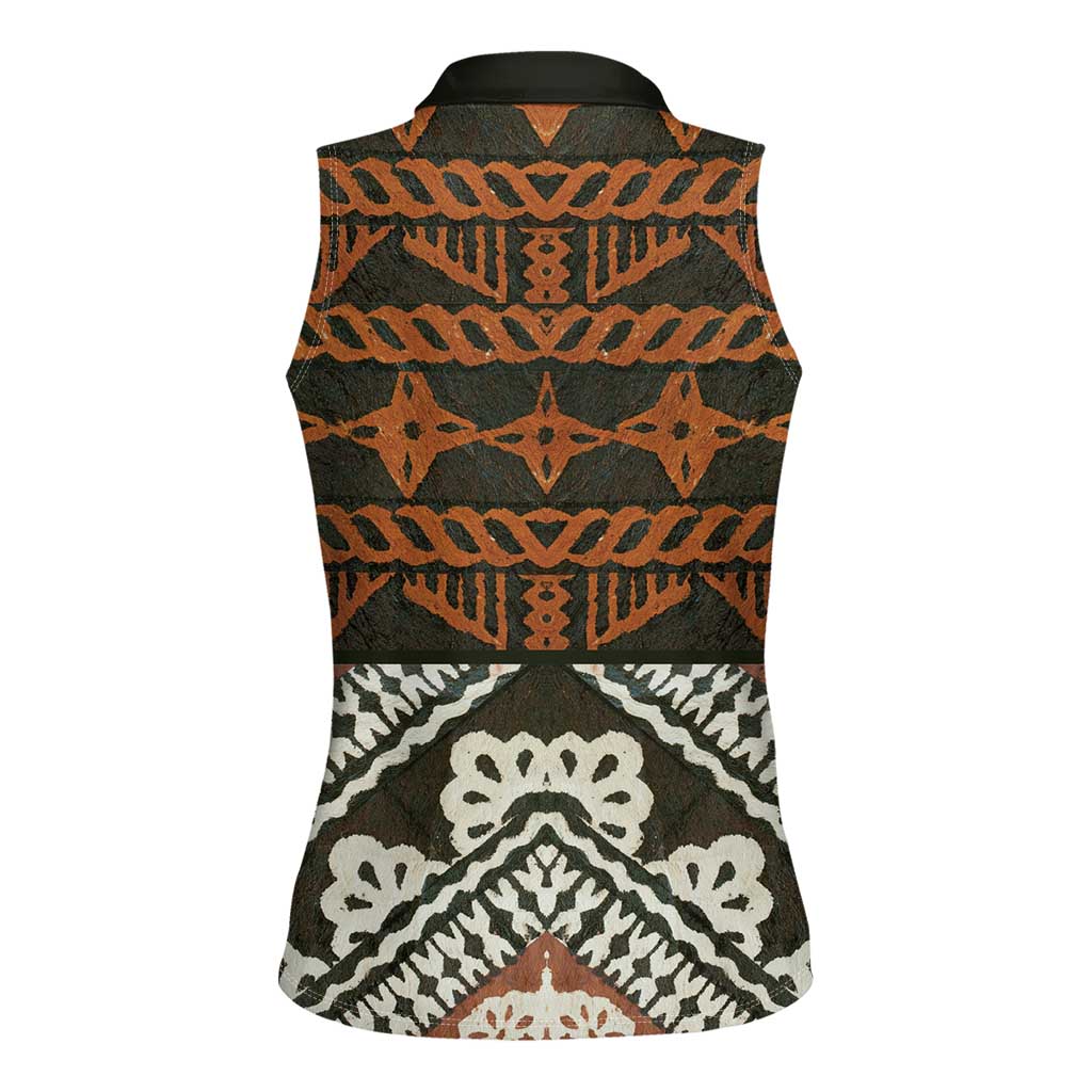 Bula Fiji Tapa Women Sleeveless Polo Shirt Fijian Masi Vintage Vibes LT14 - Polynesian Pride