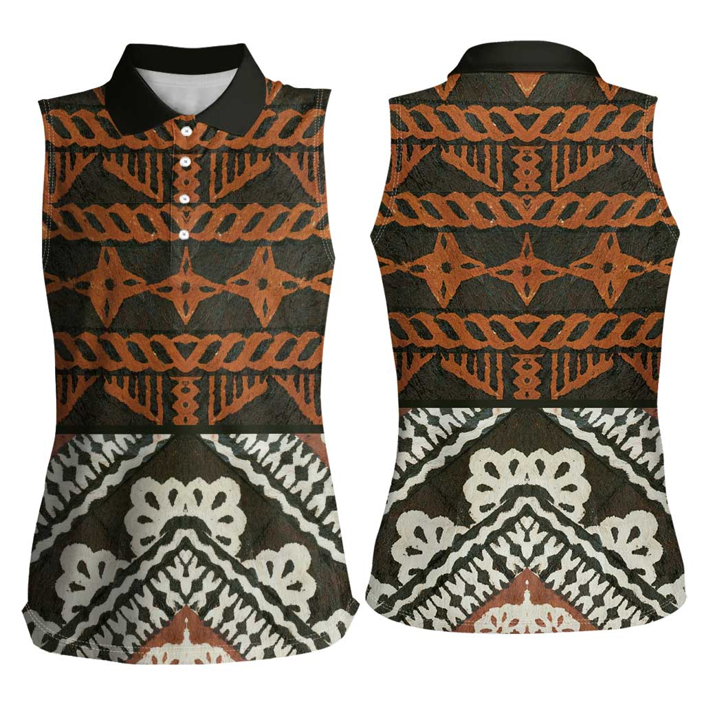 Bula Fiji Tapa Women Sleeveless Polo Shirt Fijian Masi Vintage Vibes LT14 - Polynesian Pride