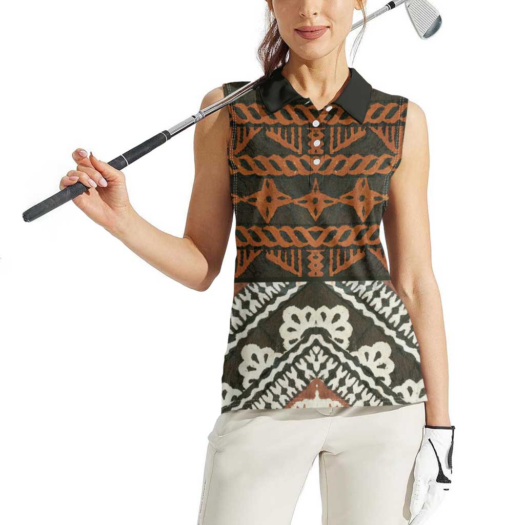 Bula Fiji Tapa Women Sleeveless Polo Shirt Fijian Masi Vintage Vibes LT14 - Polynesian Pride