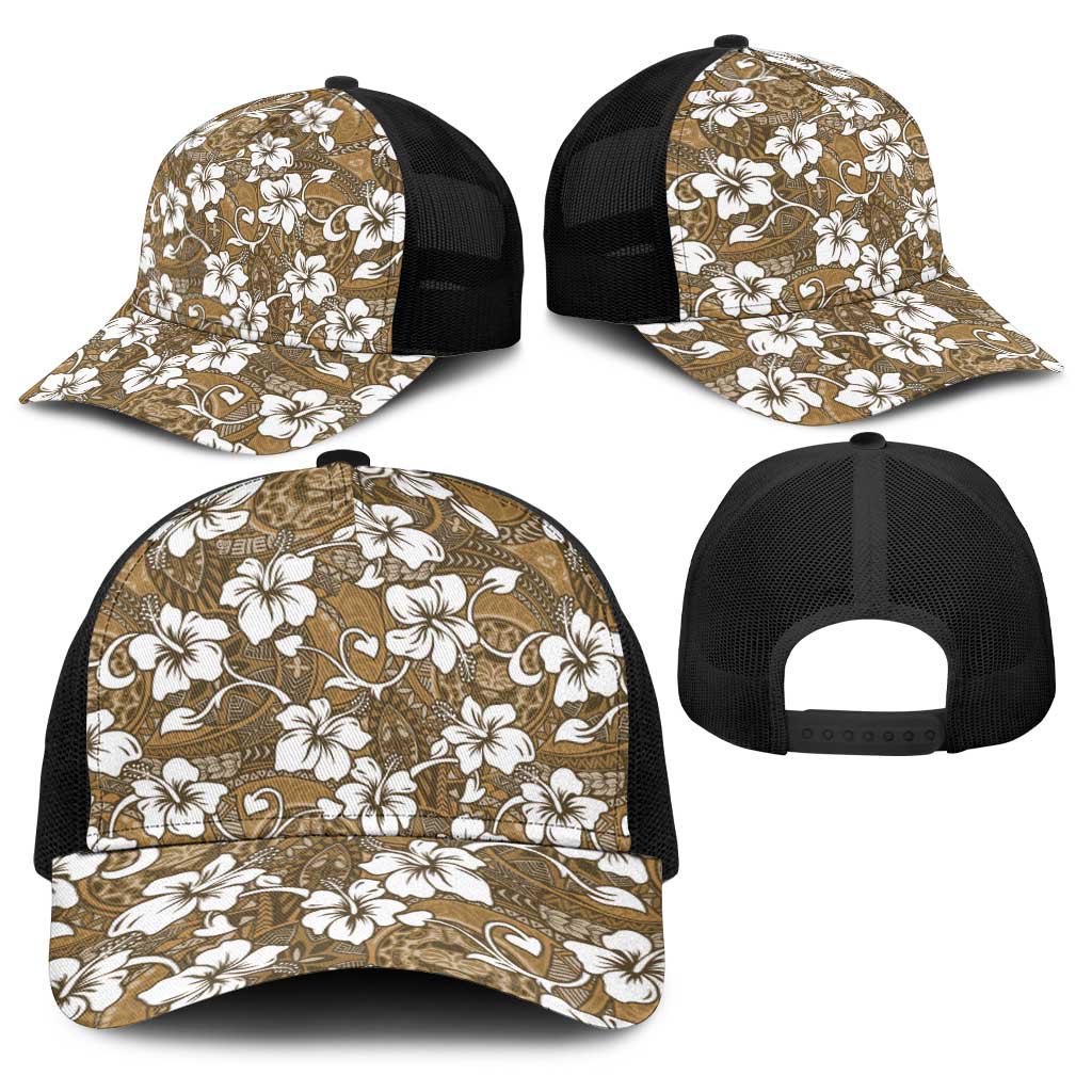 Kuvui Bula Fiji Baseball Net Cap Fijian Tapa Seamless Hibiscus - Polynesian Pride