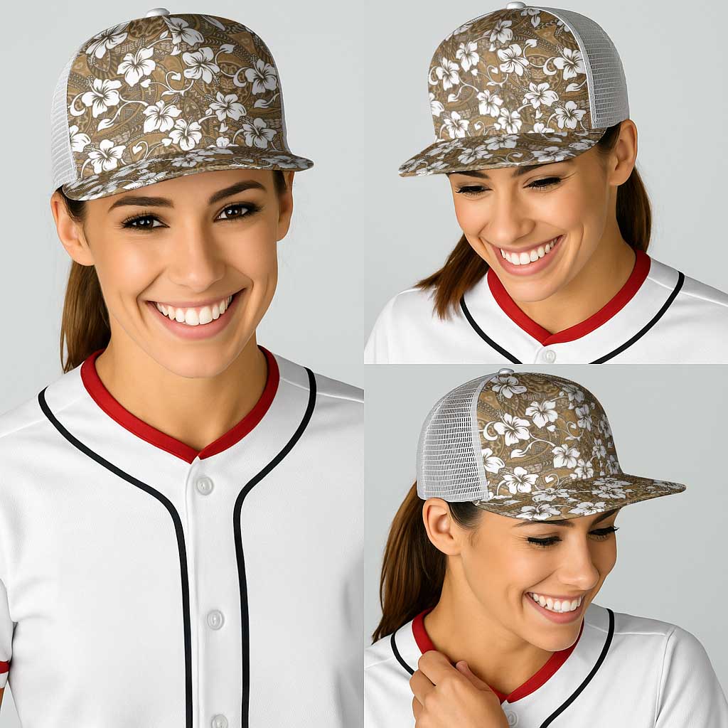 Kuvui Bula Fiji Baseball Net Cap Fijian Tapa Seamless Hibiscus - Polynesian Pride