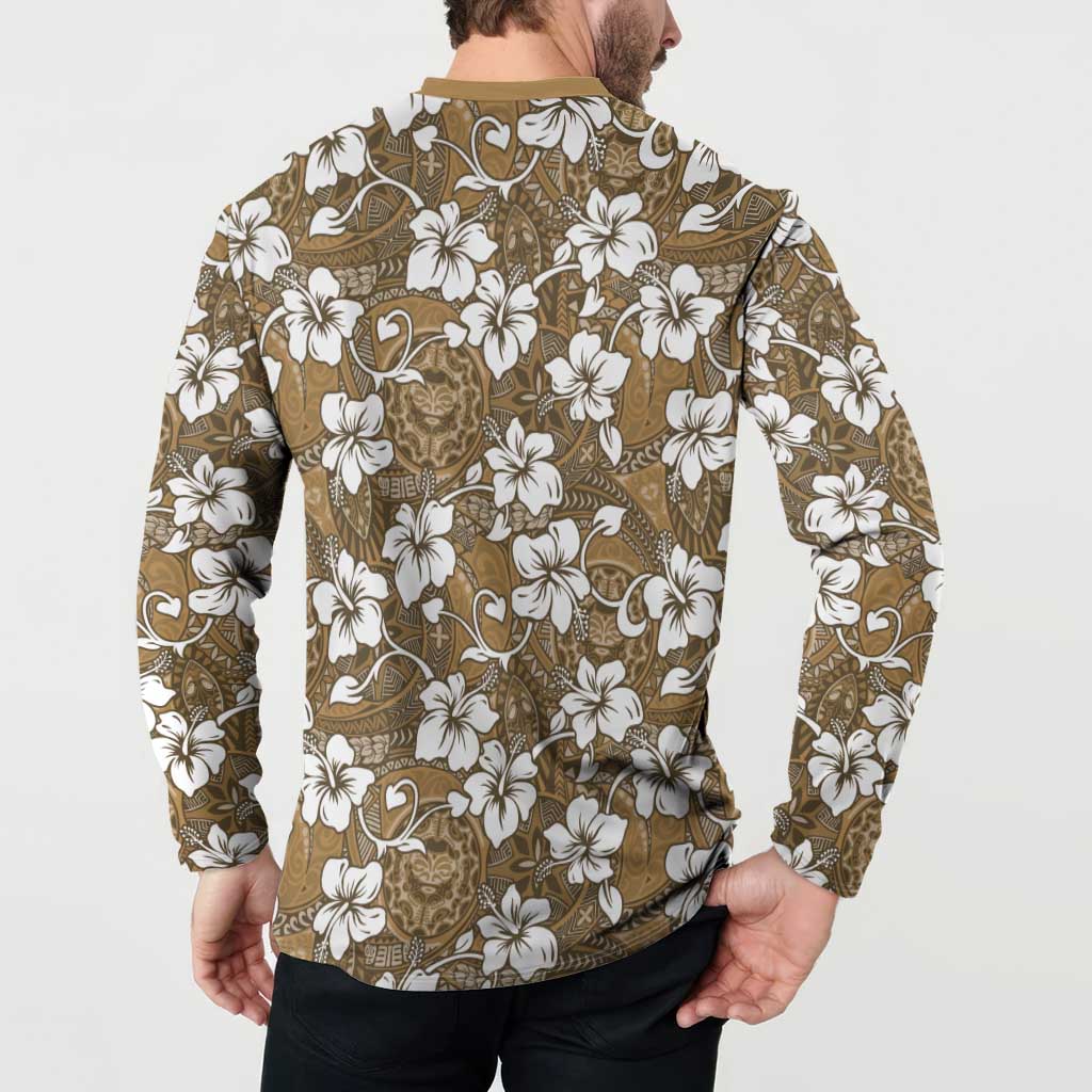 Kuvui Bula Fiji Button Sweatshirt Fijian Tapa Seamless Hibiscus - Polynesian Pride