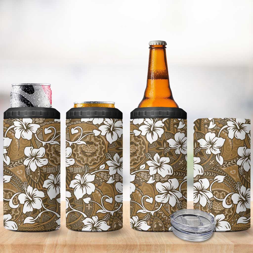 Kuvui Bula Fiji 4 in 1 Can Cooler Tumbler Fijian Tapa Seamless Hibiscus - Polynesian Pride
