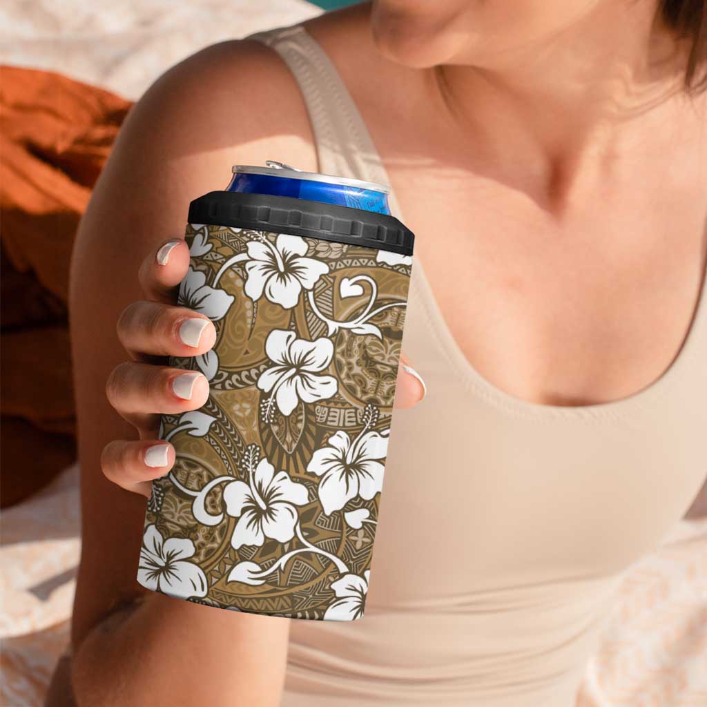 Kuvui Bula Fiji 4 in 1 Can Cooler Tumbler Fijian Tapa Seamless Hibiscus - Polynesian Pride