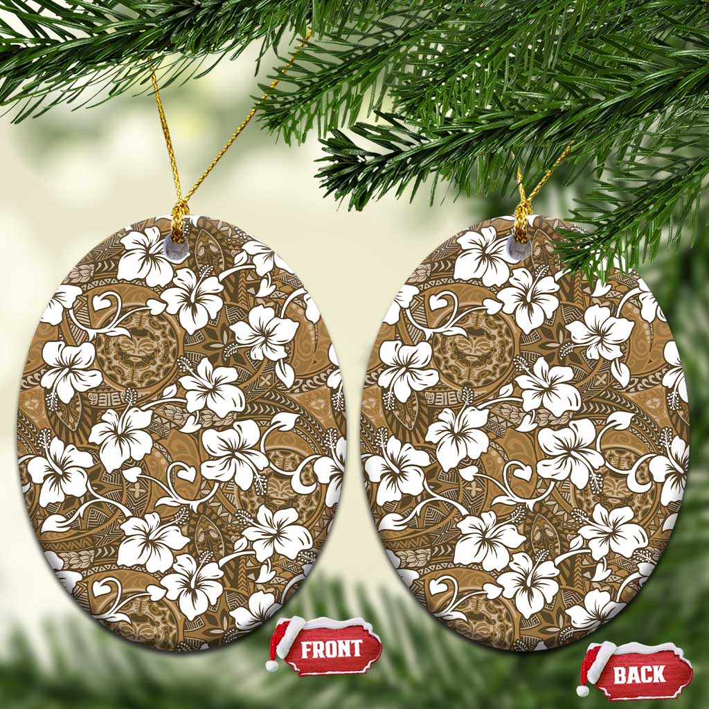 Kuvui Bula Fiji Ceramic Ornament Fijian Tapa Seamless Hibiscus - Polynesian Pride