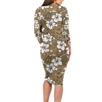 Kuvui Bula Fiji Family Matching Long Sleeve Bodycon Dress and Hawaiian Shirt Fijian Tapa Seamless Hibiscus LT14 - Polynesian Pride