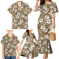 Kuvui Bula Fiji Family Matching Mermaid Dress and Hawaiian Shirt Fijian Tapa Seamless Hibiscus LT14 - Polynesian Pride