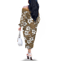 Kuvui Bula Fiji Family Matching Off The Shoulder Long Sleeve Dress and Hawaiian Shirt Fijian Tapa Seamless Hibiscus LT14 - Polynesian Pride