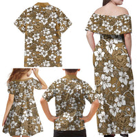 Kuvui Bula Fiji Family Matching Off Shoulder Maxi Dress and Hawaiian Shirt Fijian Tapa Seamless Hibiscus LT14 - Polynesian Pride