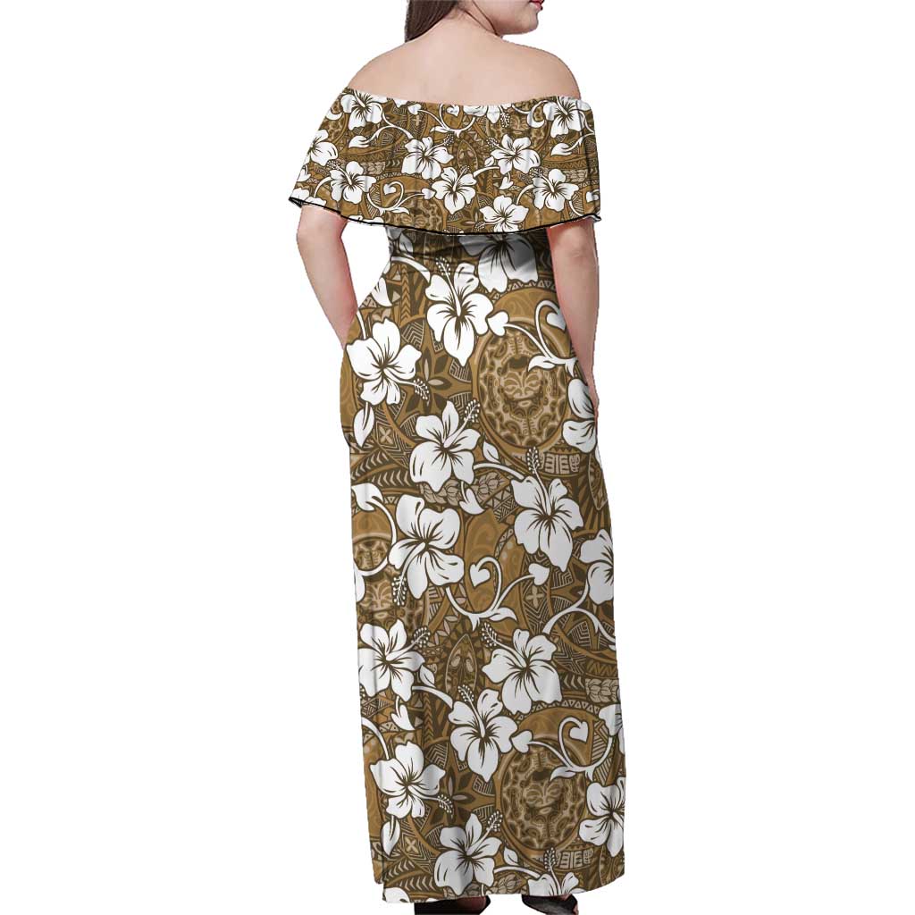 Kuvui Bula Fiji Family Matching Off Shoulder Maxi Dress and Hawaiian Shirt Fijian Tapa Seamless Hibiscus LT14 - Polynesian Pride