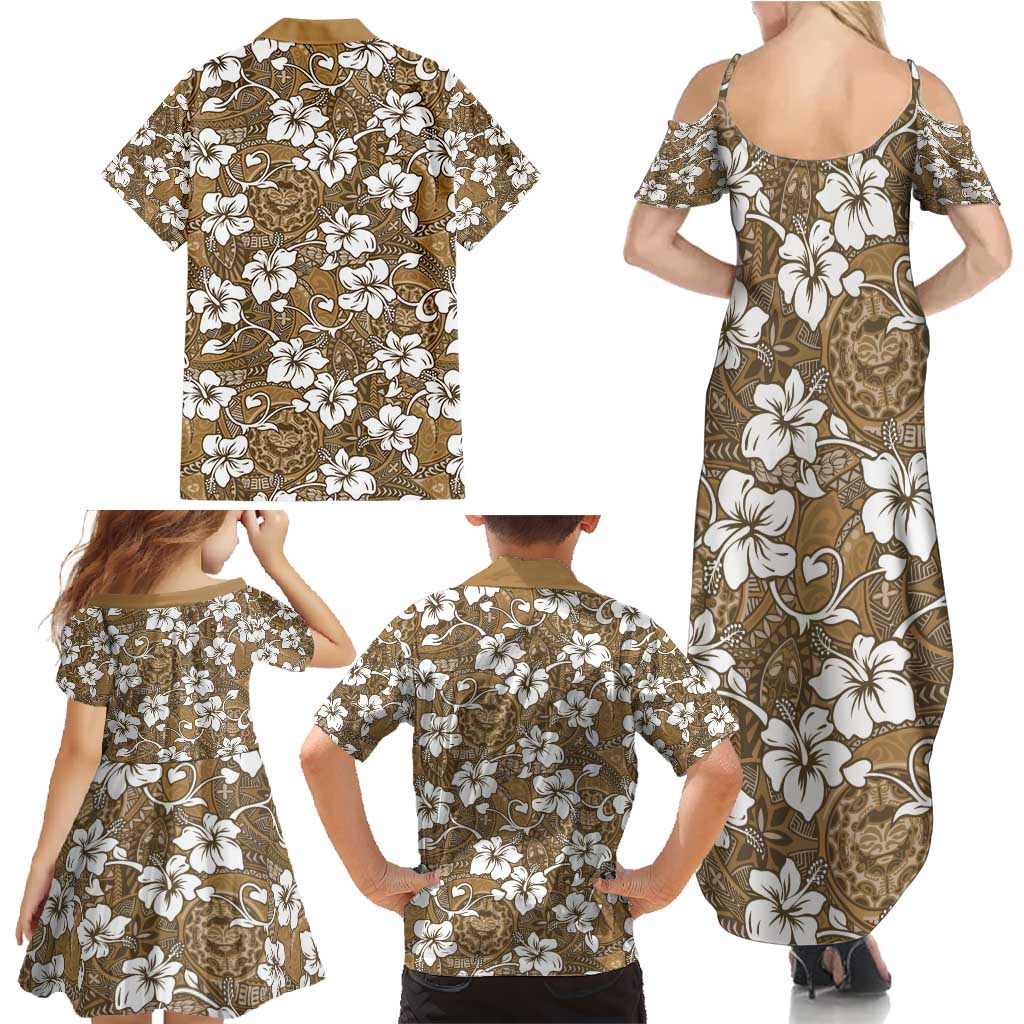 Kuvui Bula Fiji Family Matching Summer Maxi Dress and Hawaiian Shirt Fijian Tapa Seamless Hibiscus LT14 - Polynesian Pride