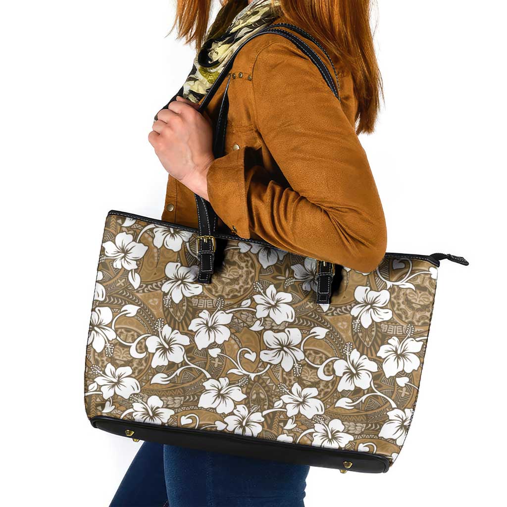 Kuvui Bula Fiji Leather Tote Bag Fijian Tapa Seamless Hibiscus - Polynesian Pride