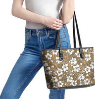 Kuvui Bula Fiji Leather Tote Bag Fijian Tapa Seamless Hibiscus - Polynesian Pride