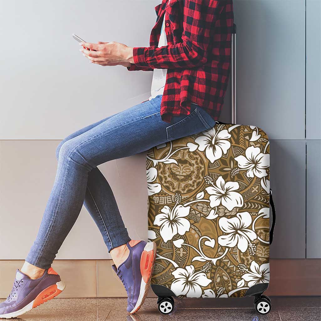 Kuvui Bula Fiji Luggage Cover Fijian Tapa Seamless Hibiscus - Polynesian Pride