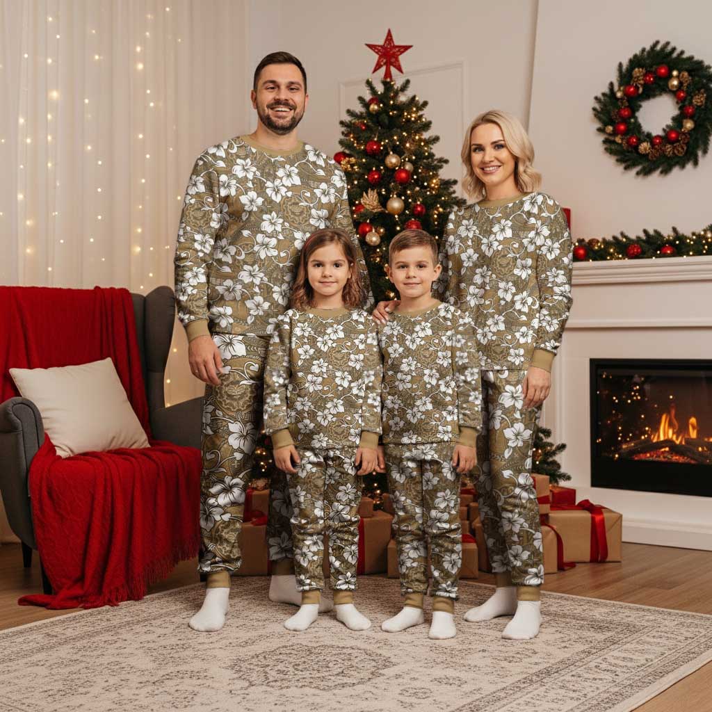 Kuvui Bula Fiji Christmas Pajama Set Fijian Tapa Seamless Hibiscus - Polynesian Pride
