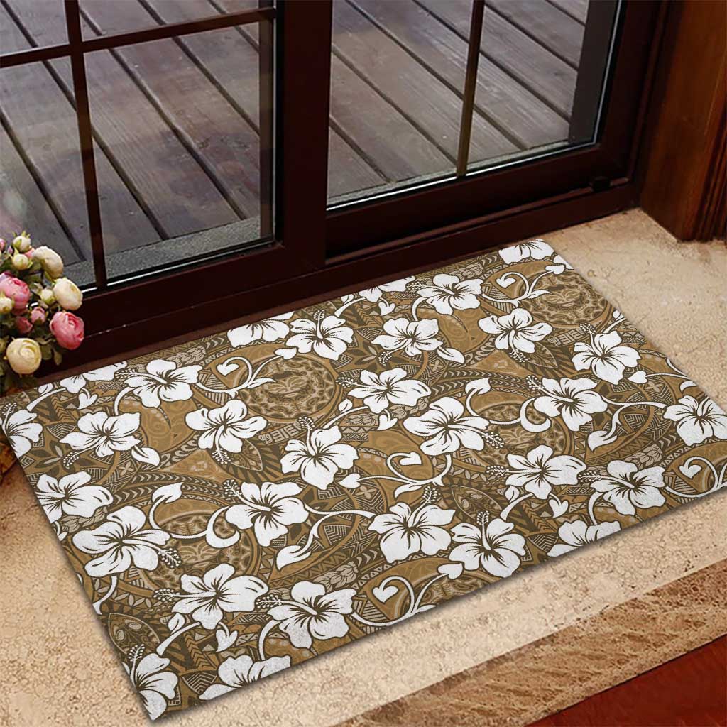 Kuvui Bula Fiji Rubber Doormat Fijian Tapa Seamless Hibiscus - Polynesian Pride