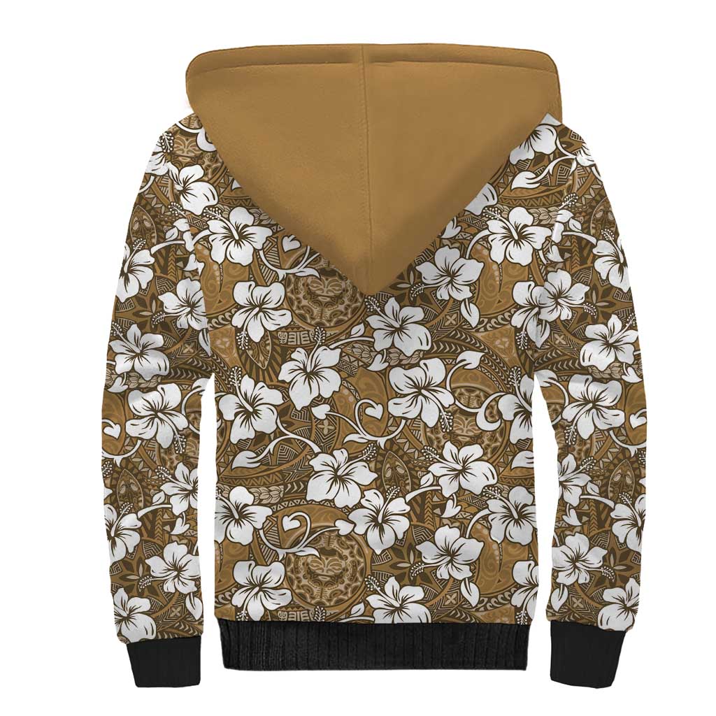 Kuvui Bula Fiji Sherpa Hoodie Fijian Tapa Seamless Hibiscus - Polynesian Pride