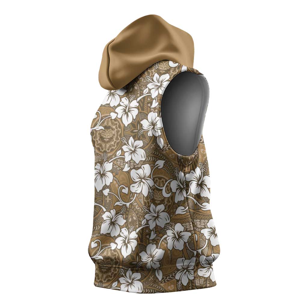 Kuvui Bula Fiji Sleeveless Hoodie Fijian Tapa Seamless Hibiscus - Polynesian Pride