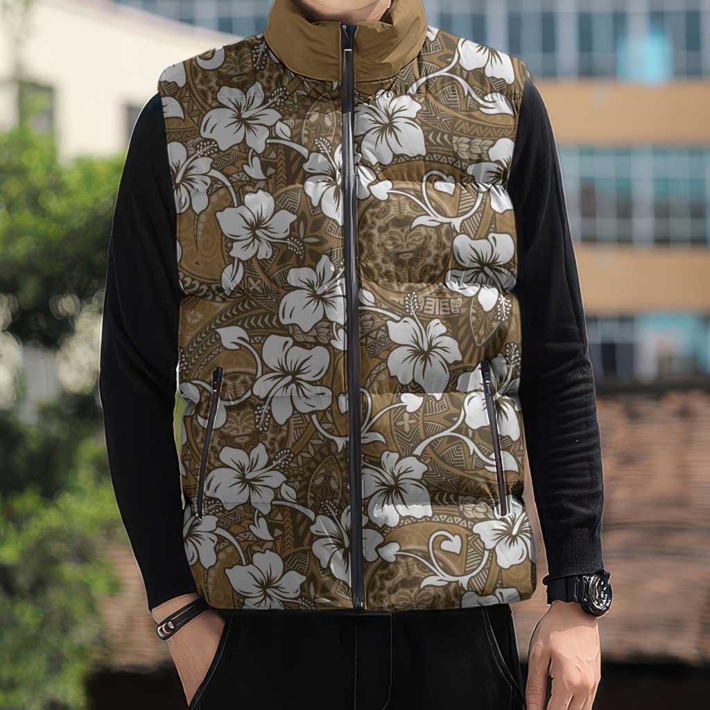 Kuvui Bula Fiji Sleeveless Puffer Jacket Fijian Tapa Seamless Hibiscus - Polynesian Pride