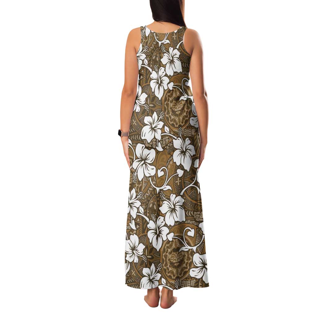 Kuvui Bula Fiji Tank Maxi Dress Fijian Tapa Seamless Hibiscus - Polynesian Pride