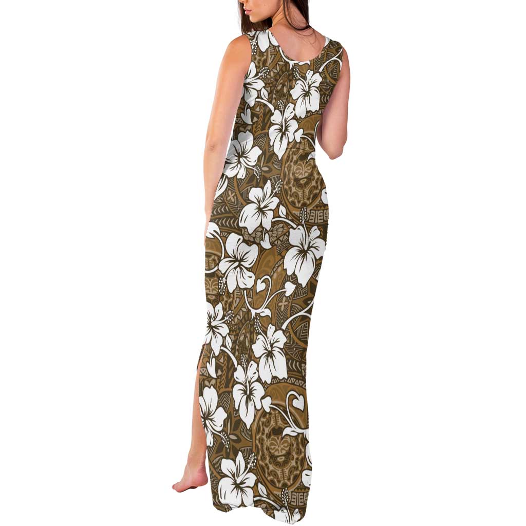 Kuvui Bula Fiji Tank Maxi Dress Fijian Tapa Seamless Hibiscus - Polynesian Pride
