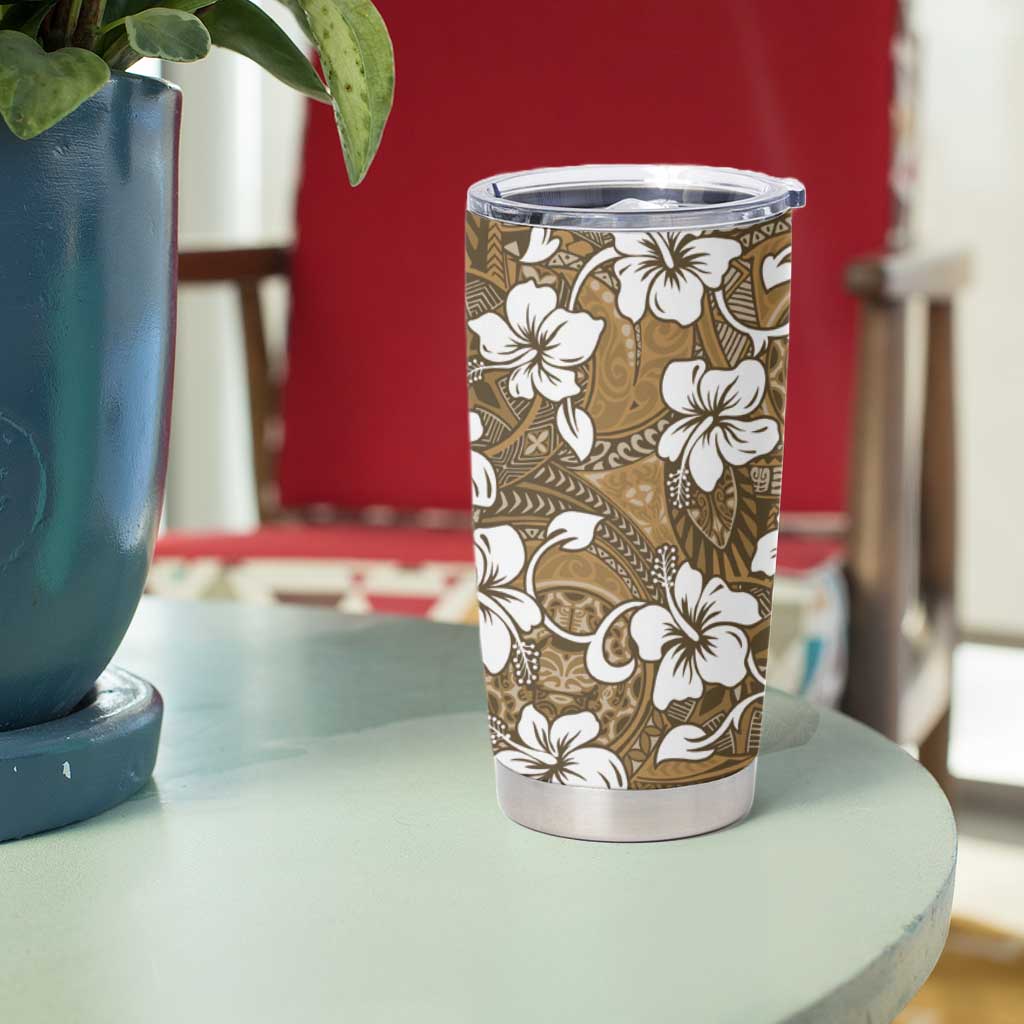 Kuvui Bula Fiji Tumbler Cup Fijian Tapa Seamless Hibiscus - Polynesian Pride