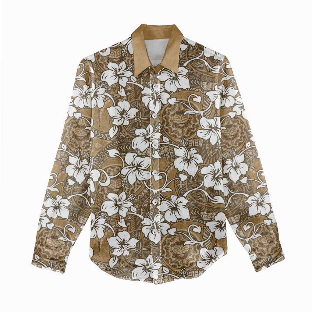 Kuvui Bula Fiji Women Casual Shirt Fijian Tapa Seamless Hibiscus LT14 - Polynesian Pride