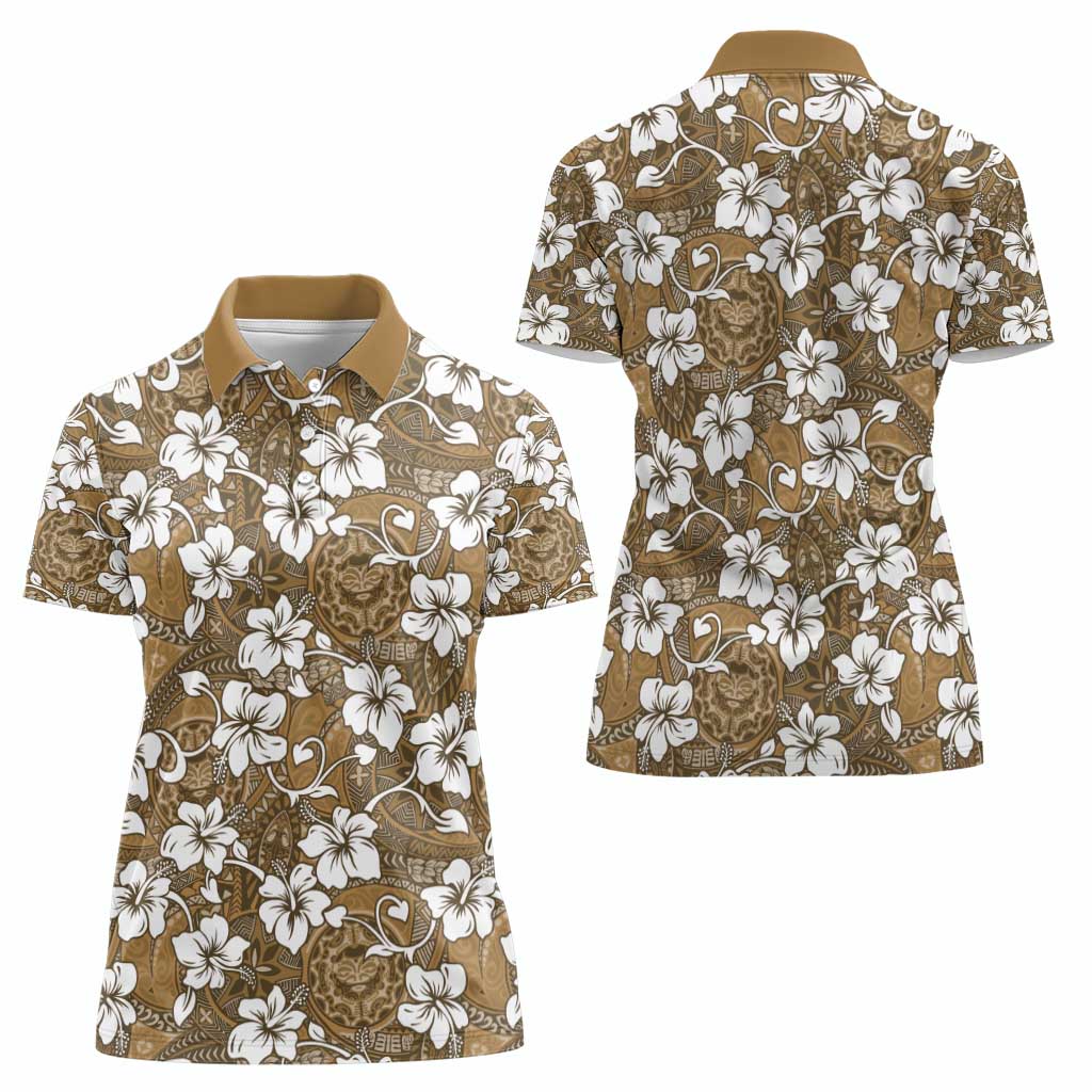 Kuvui Bula Fiji Women Polo Shirt Fijian Tapa Seamless Hibiscus LT14 - Polynesian Pride