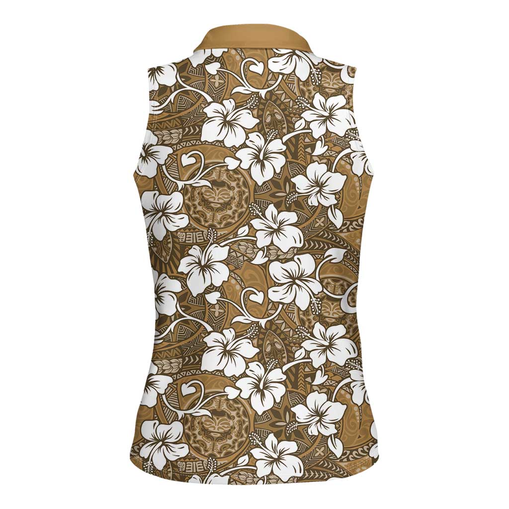 Kuvui Bula Fiji Women Sleeveless Polo Shirt Fijian Tapa Seamless Hibiscus LT14 - Polynesian Pride
