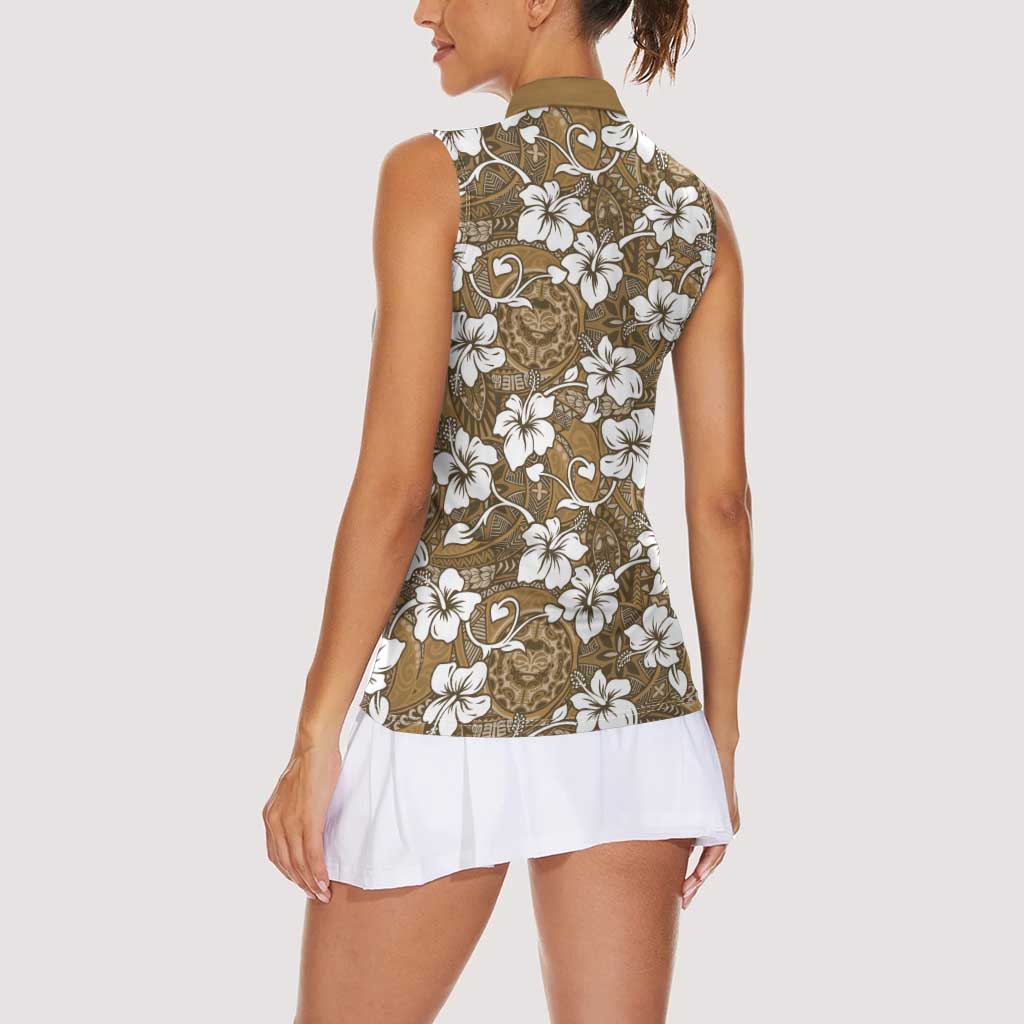 Kuvui Bula Fiji Women Sleeveless Polo Shirt Fijian Tapa Seamless Hibiscus LT14 - Polynesian Pride