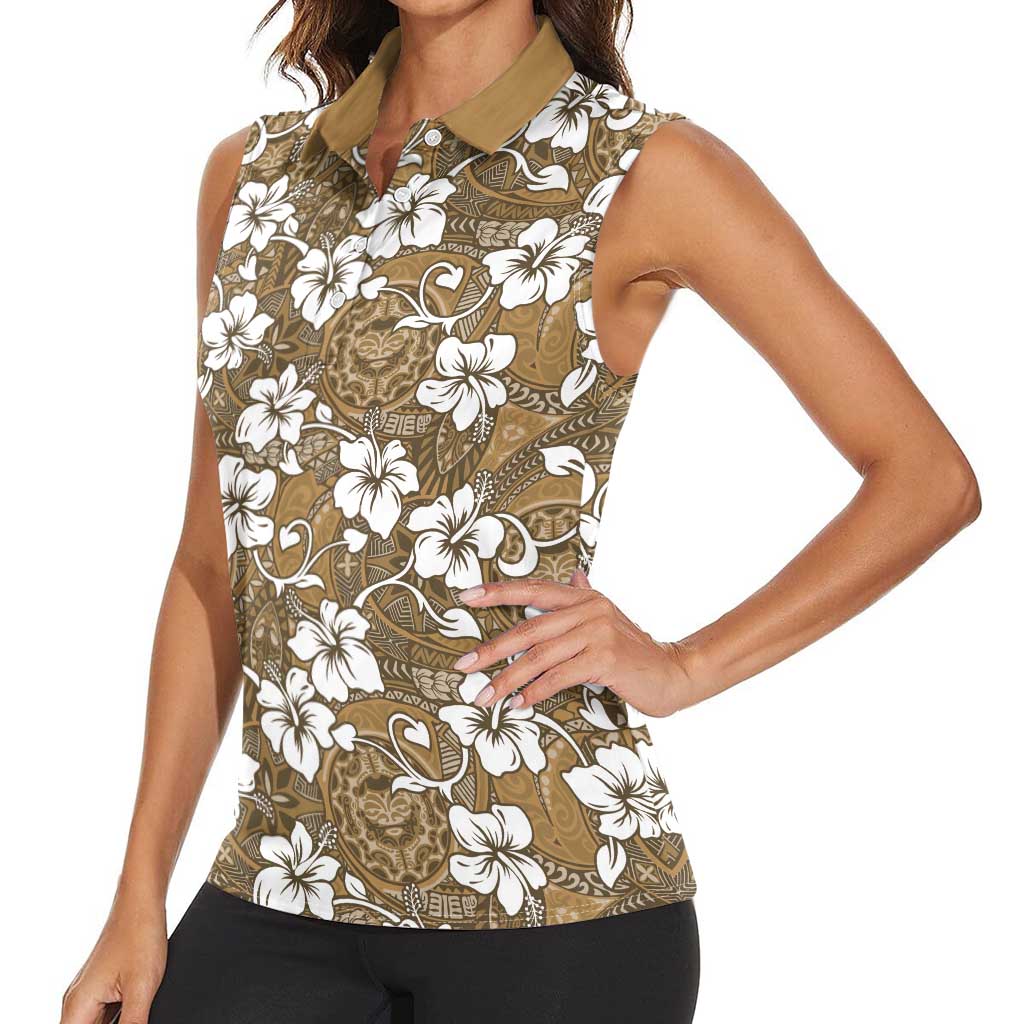 Kuvui Bula Fiji Women Sleeveless Polo Shirt Fijian Tapa Seamless Hibiscus LT14 - Polynesian Pride