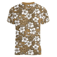 Kuvui Bula Fiji Women V-Neck T-Shirt Fijian Tapa Seamless Hibiscus LT14 - Polynesian Pride