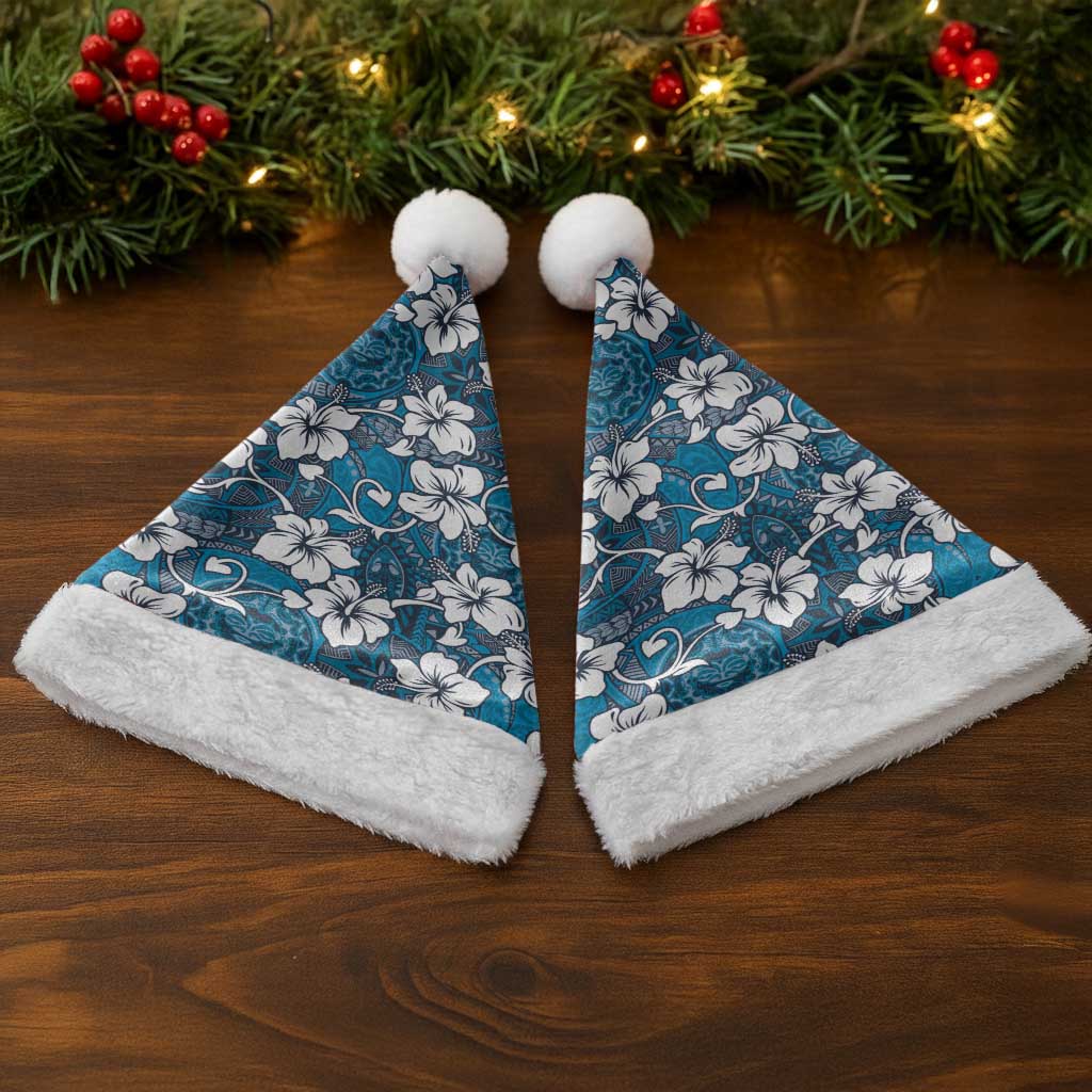 Karakarawa Bula Fiji Christmas Santa Hat Fijian Tapa Seamless Hibiscus - Polynesian Pride