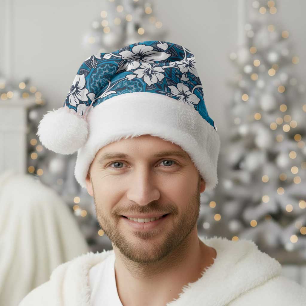 Karakarawa Bula Fiji Christmas Santa Hat Fijian Tapa Seamless Hibiscus - Polynesian Pride