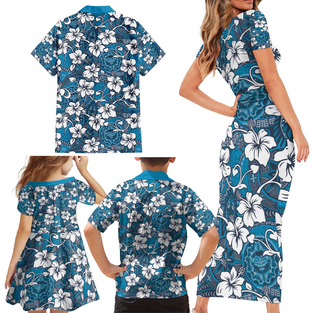 Karakarawa Bula Fiji Family Matching Short Sleeve Bodycon Dress and Hawaiian Shirt Fijian Tapa Seamless Hibiscus LT14 - Polynesian Pride