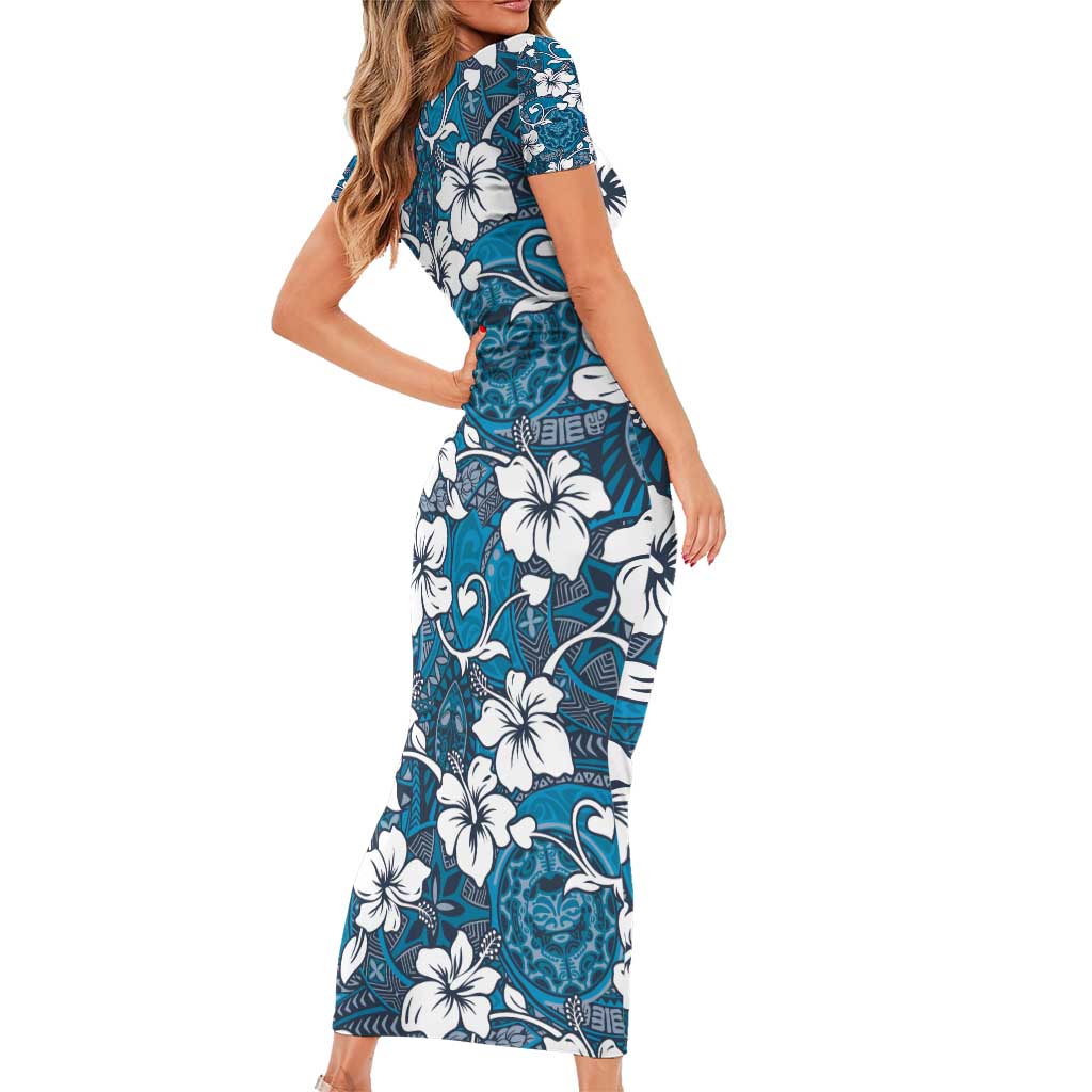Karakarawa Bula Fiji Family Matching Short Sleeve Bodycon Dress and Hawaiian Shirt Fijian Tapa Seamless Hibiscus LT14 - Polynesian Pride
