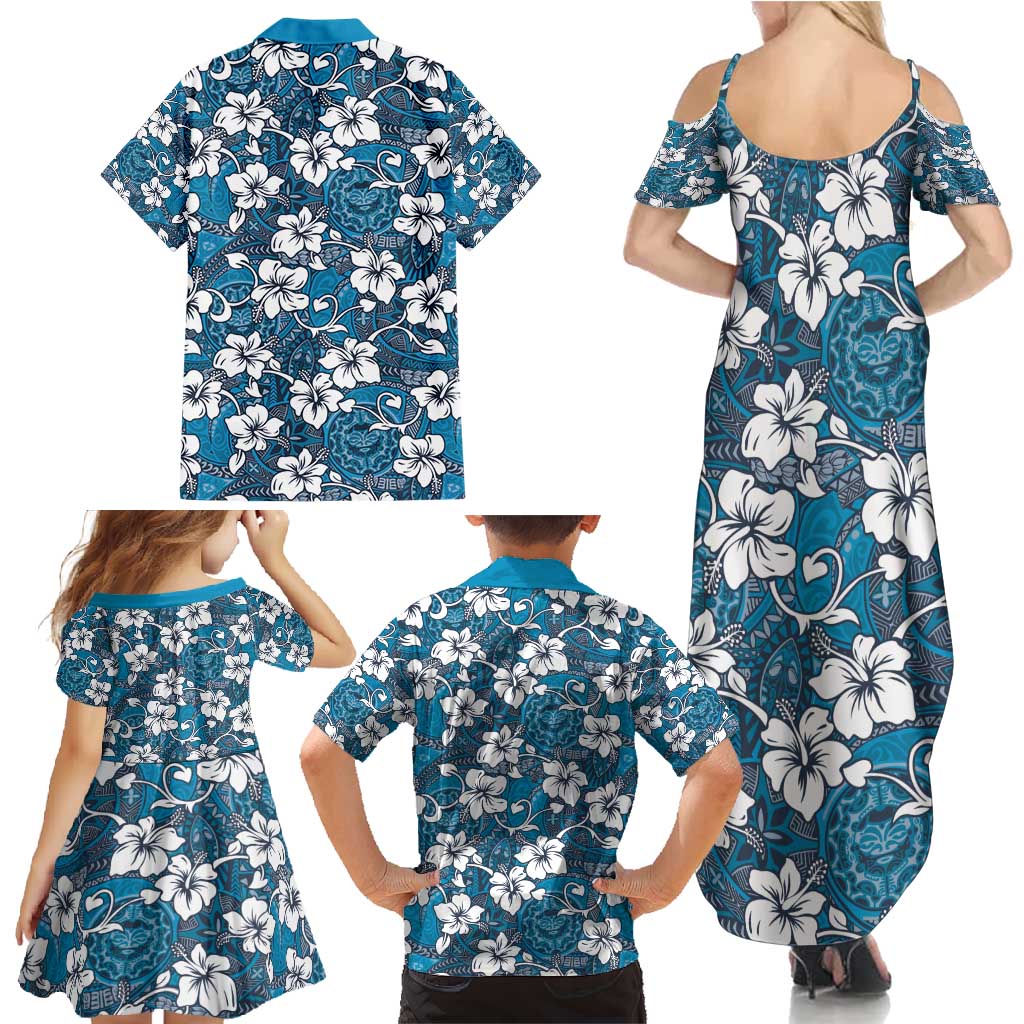 Karakarawa Bula Fiji Family Matching Summer Maxi Dress and Hawaiian Shirt Fijian Tapa Seamless Hibiscus LT14 - Polynesian Pride