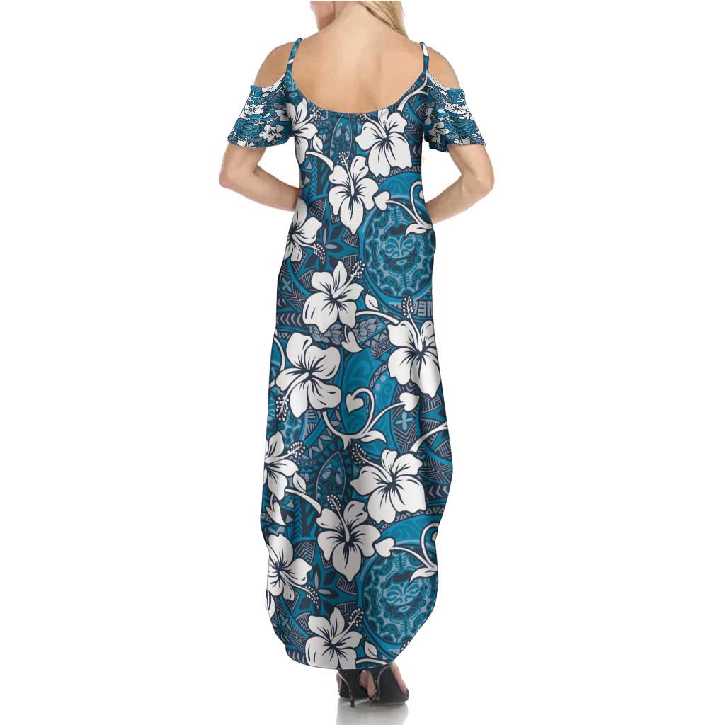 Karakarawa Bula Fiji Family Matching Summer Maxi Dress and Hawaiian Shirt Fijian Tapa Seamless Hibiscus LT14 - Polynesian Pride