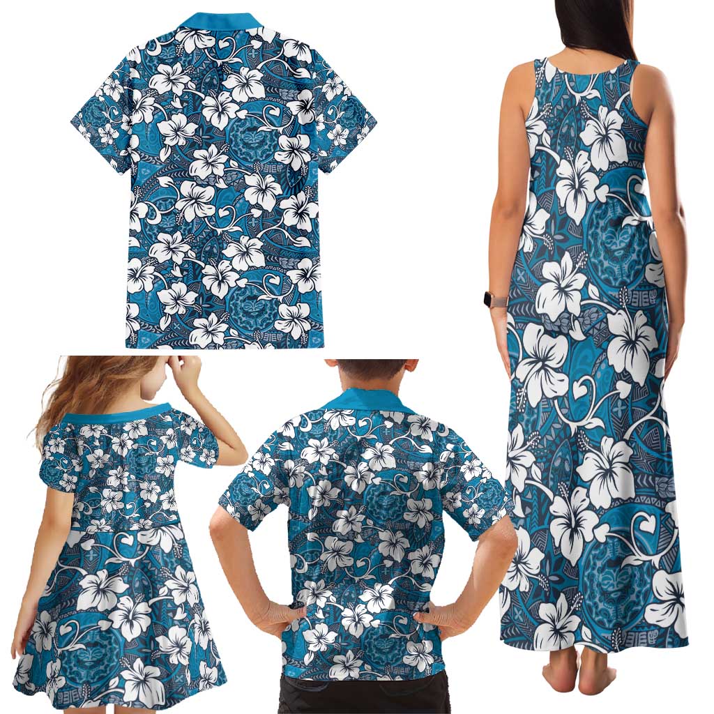 Karakarawa Bula Fiji Family Matching Tank Maxi Dress and Hawaiian Shirt Fijian Tapa Seamless Hibiscus LT14 - Polynesian Pride