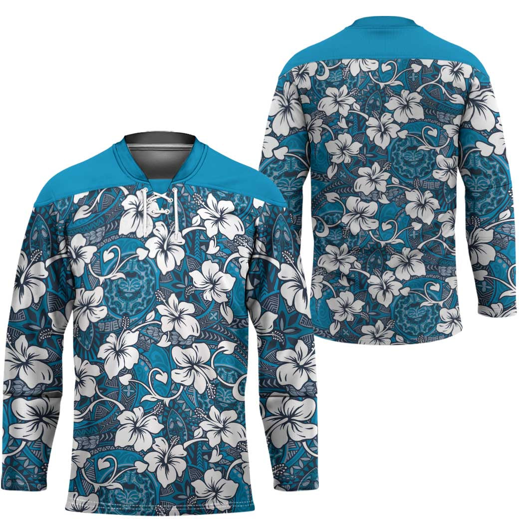 Karakarawa Bula Fiji Hockey Jersey Fijian Tapa Seamless Hibiscus - Polynesian Pride