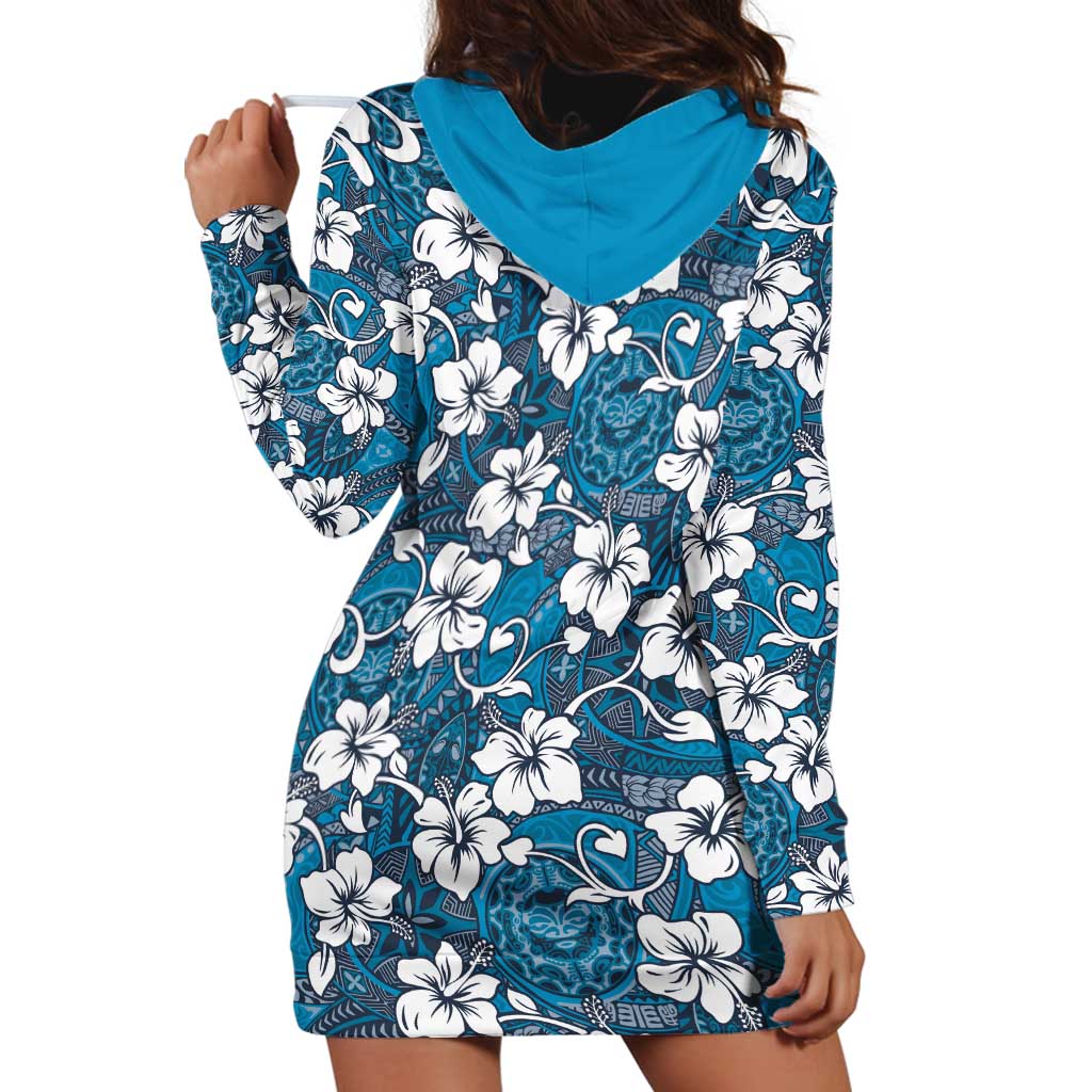 Karakarawa Bula Fiji Hoodie Dress Fijian Tapa Seamless Hibiscus LT14 - Polynesian Pride