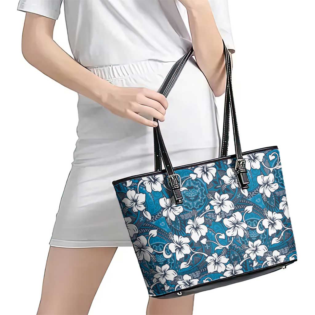 Karakarawa Bula Fiji Leather Tote Bag Fijian Tapa Seamless Hibiscus - Polynesian Pride