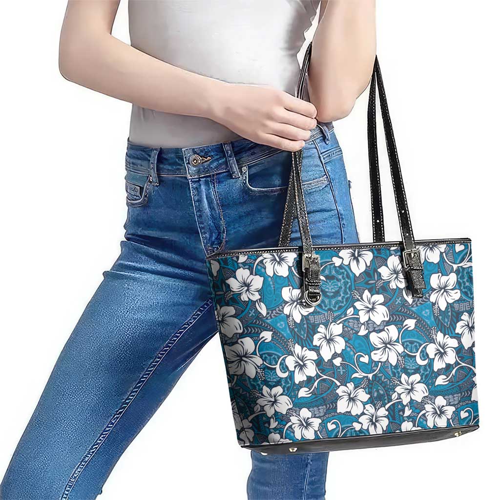 Karakarawa Bula Fiji Leather Tote Bag Fijian Tapa Seamless Hibiscus - Polynesian Pride