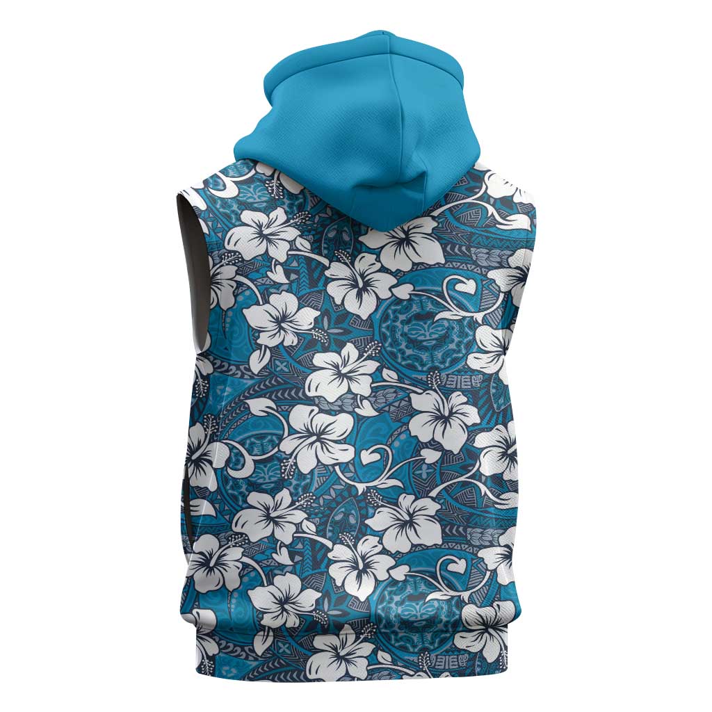 Karakarawa Bula Fiji Sleeveless Hoodie Fijian Tapa Seamless Hibiscus - Polynesian Pride