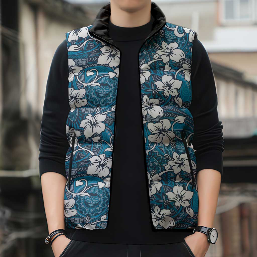 Karakarawa Bula Fiji Sleeveless Puffer Jacket Fijian Tapa Seamless Hibiscus - Polynesian Pride