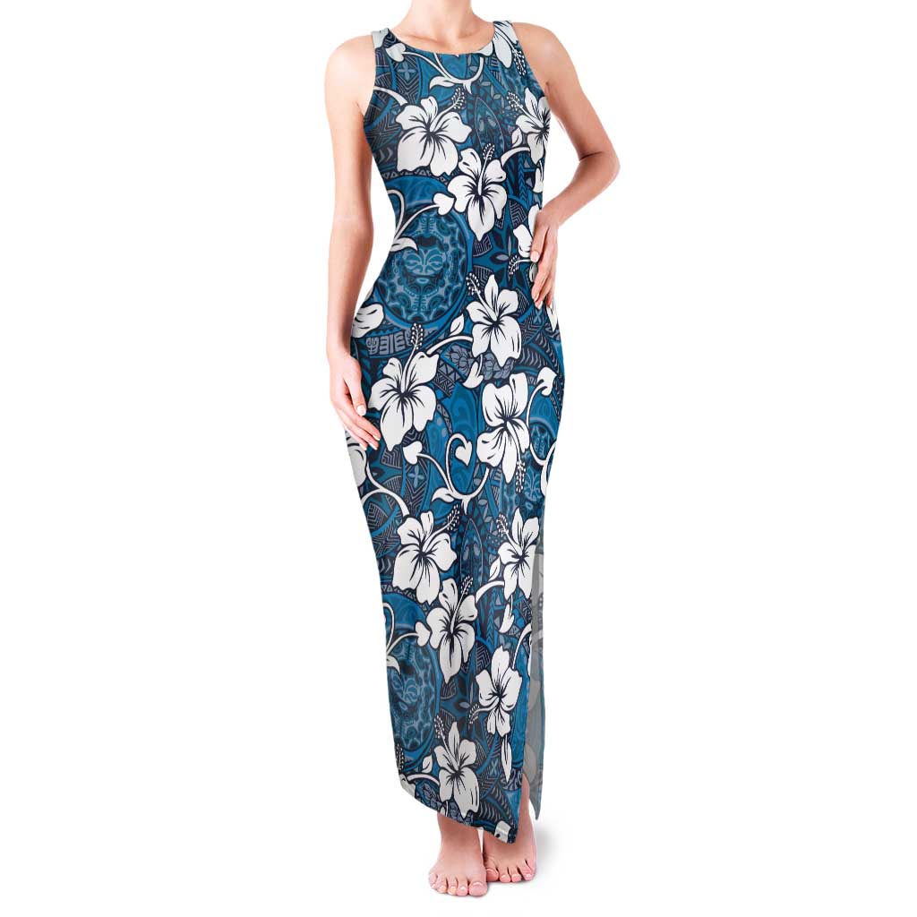 Karakarawa Bula Fiji Tank Maxi Dress Fijian Tapa Seamless Hibiscus - Polynesian Pride