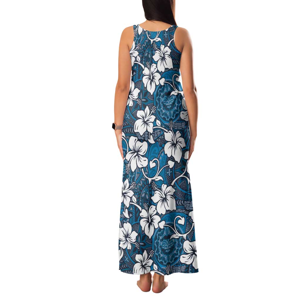 Karakarawa Bula Fiji Tank Maxi Dress Fijian Tapa Seamless Hibiscus - Polynesian Pride